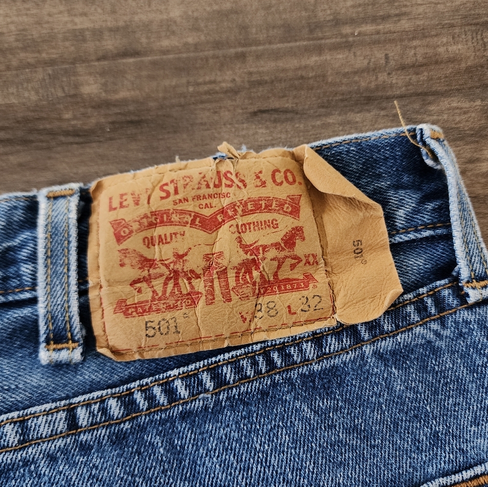 Levi's 501 Original Fit Straight Leg Blue Jeans Men's Size 38 - Picture 11 of 15